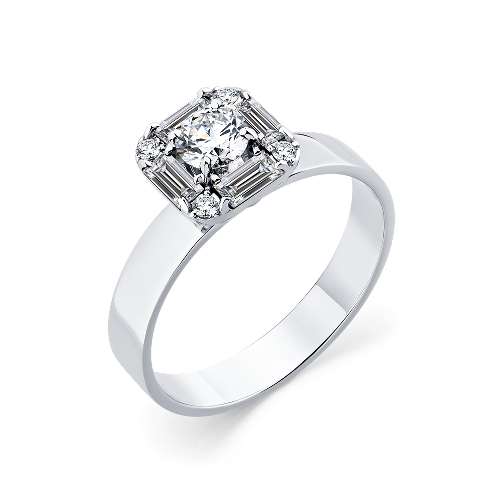 Inel din aur alb cu pietre Diamant