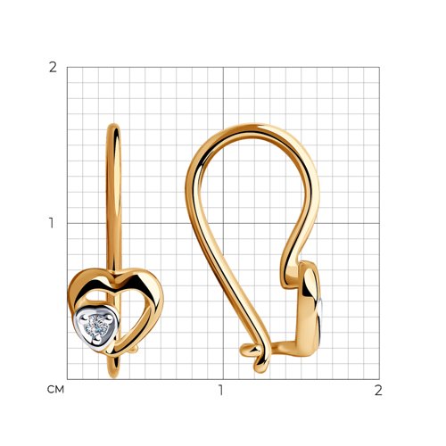 Детские серьги из красного золота с камнями Фианит