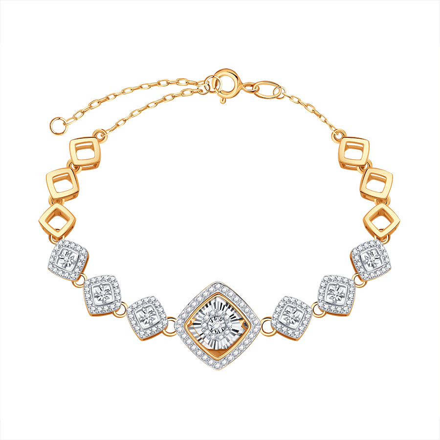 Браслет из красного золота с камнями Бриллиант