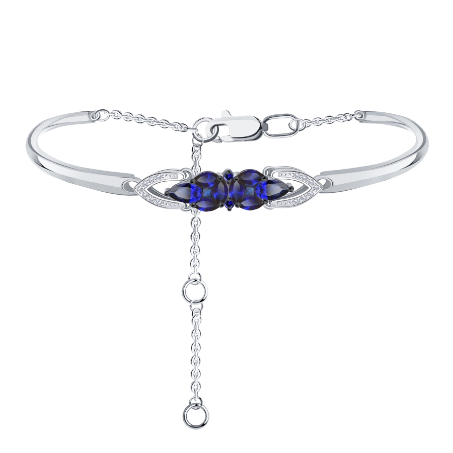 Браслет из белого золота с камнями Бриллиант, Сапфир