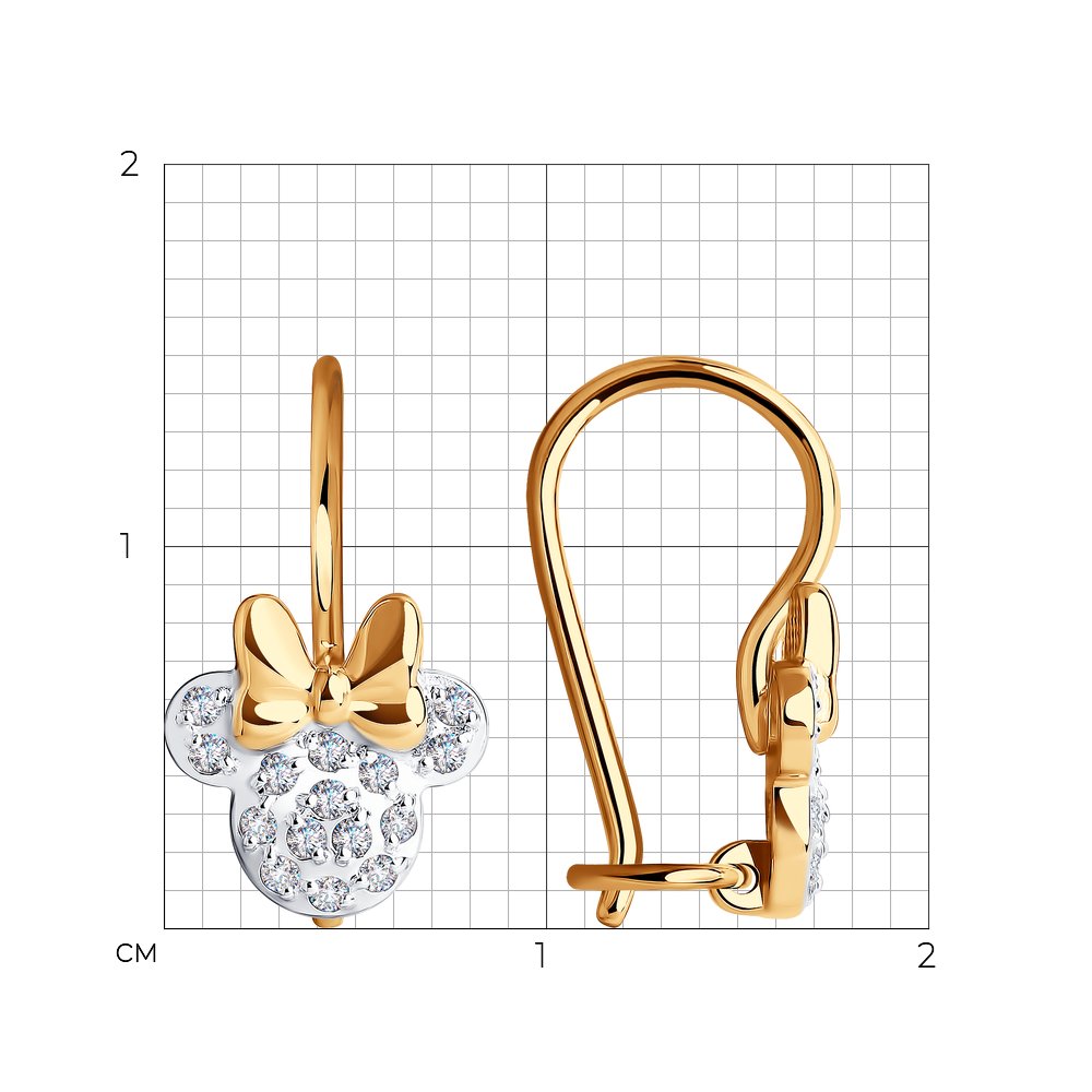 Cercei p-u copii din aur roșu cu pietre Cubic Zirconia Incolor