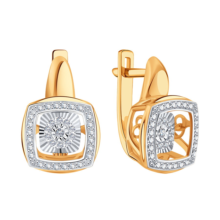 Cercei din aur roșu cu pietre Diamant