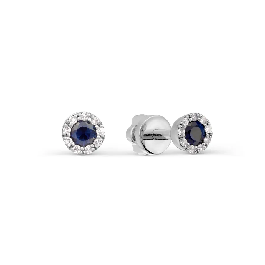 Cercei Pusete din aur alb cu Diamant, Safir