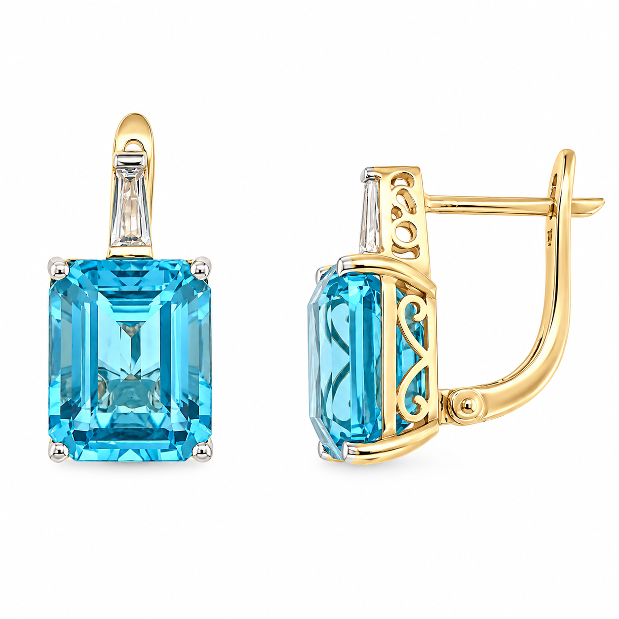 Cercei din aur roșu cu Cubic Zirconia Incolor, Topaz Swiss