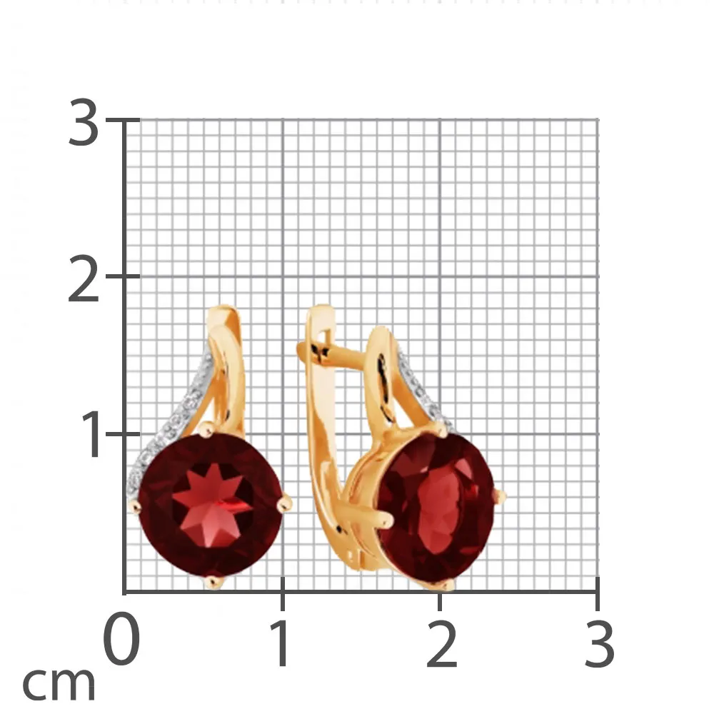 Cercei din aur roșu cu Cubic Zirconia Incolor, Granat