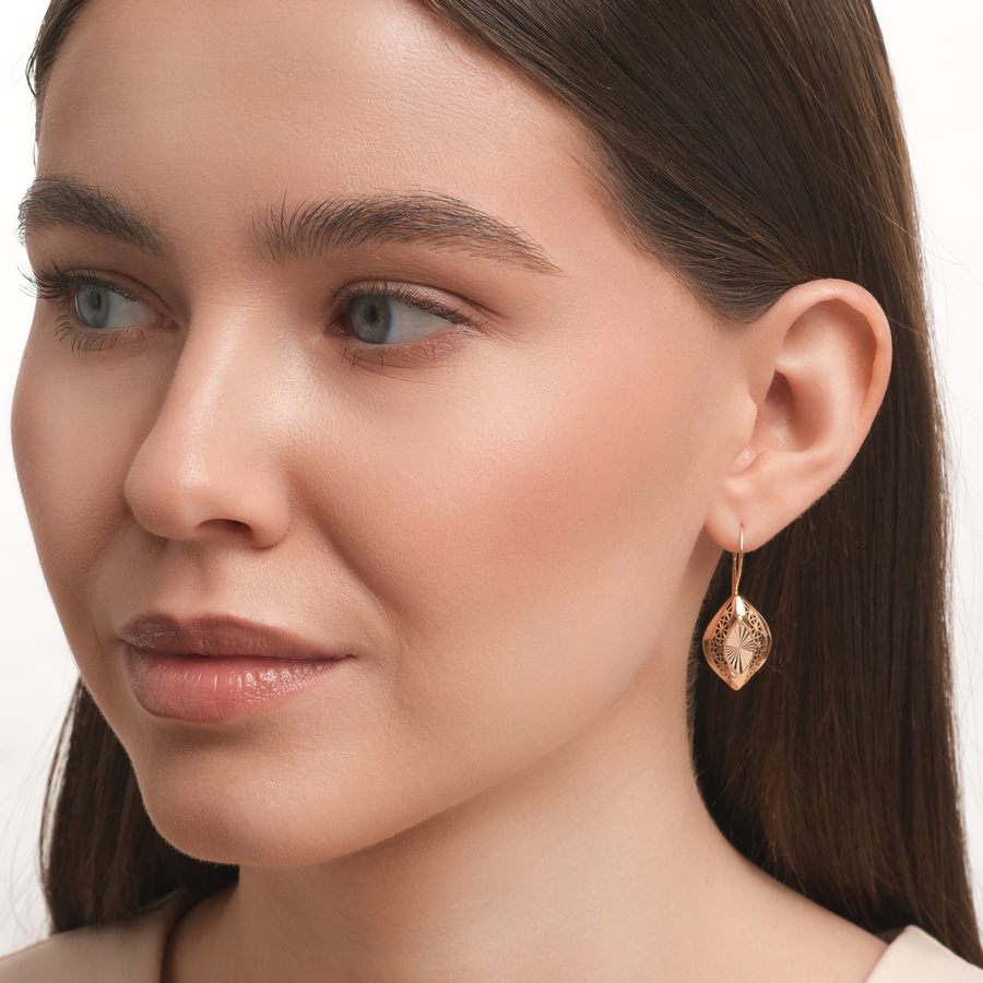 Cercei din aur roșu fără pietre