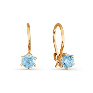 Cercei p-u copii din aur roșu cu Cubic Zirconia Albastru