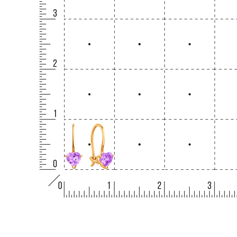 Cercei p-u copii din aur roșu cu pietre Ametist