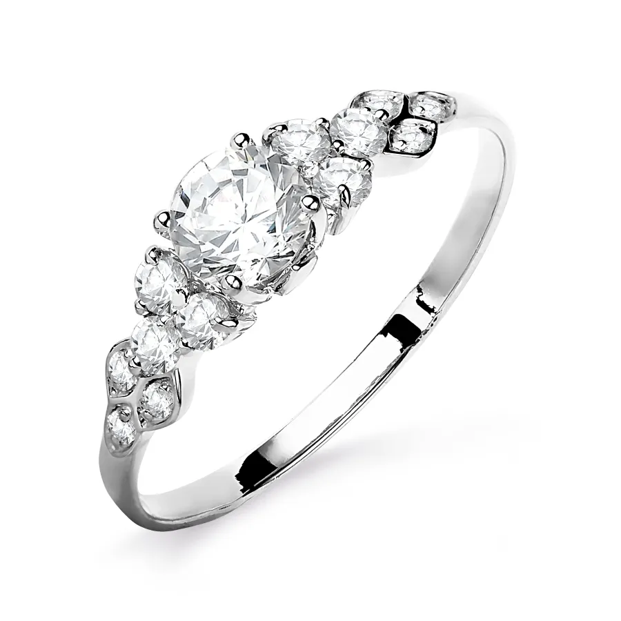 Inel din aur alb cu Cubic Zirconia Incolor