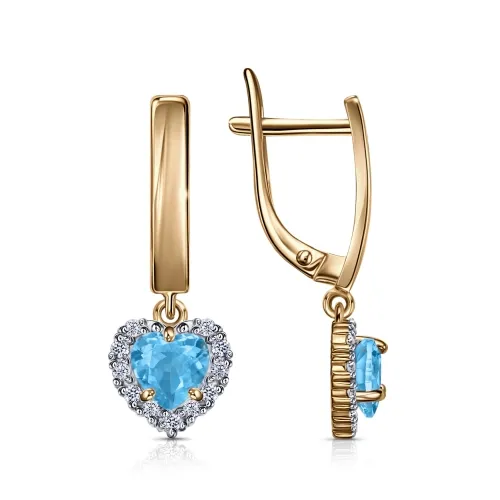 Cercei Suspendați din aur roșu cu Cubic Zirconia Incolor, Cubic Zirconia Albastru