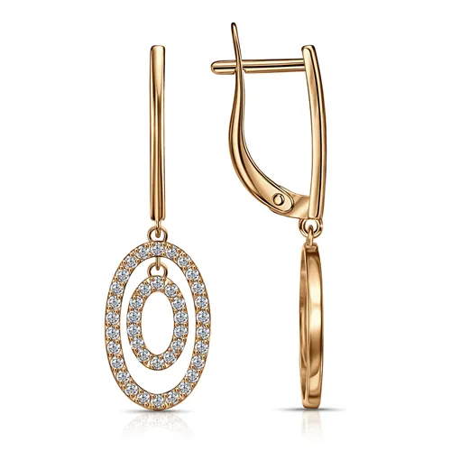 Cercei Suspendați din aur roșu cu Cubic Zirconia Incolor