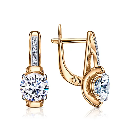 Cercei din aur roșu cu Cubic Zirconia Incolor
