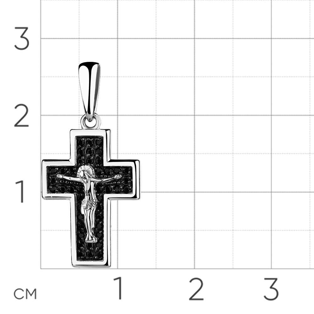 Cruce din aur alb cu pietre Cubic Zirconia Negru
