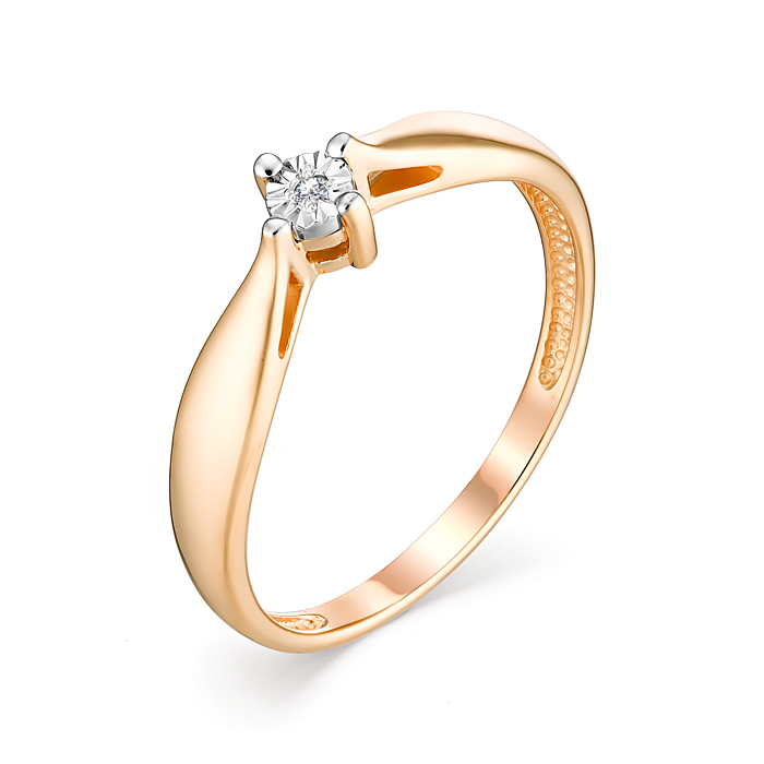 Кольцо из красного золота с камнями Бриллиант