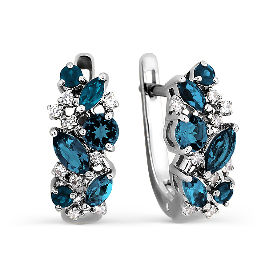 Cercei din aur alb cu pietre Cubic Zirconia Incolor, Topaz London