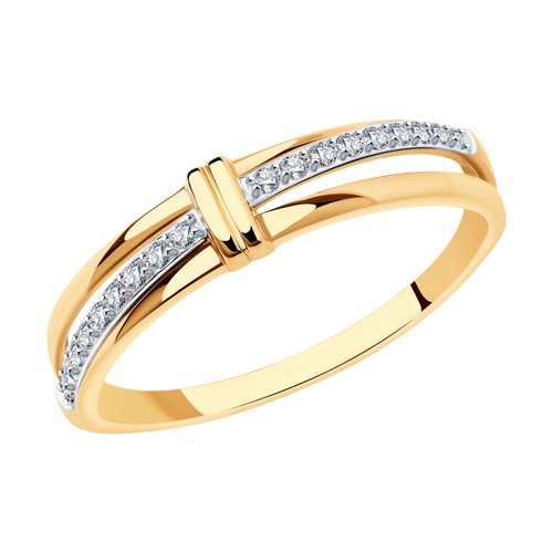 Кольцо из красного золота с камнями Фианит