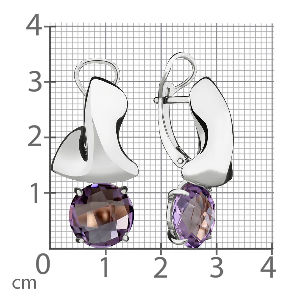 Серьги из серебра с камнями Аметист