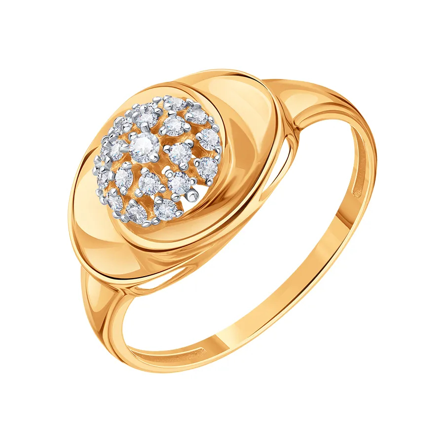 Inel din aur roșu cu Cubic Zirconia Incolor
