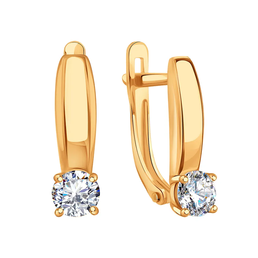 Cercei din aur roșu cu Cubic Zirconia Incolor