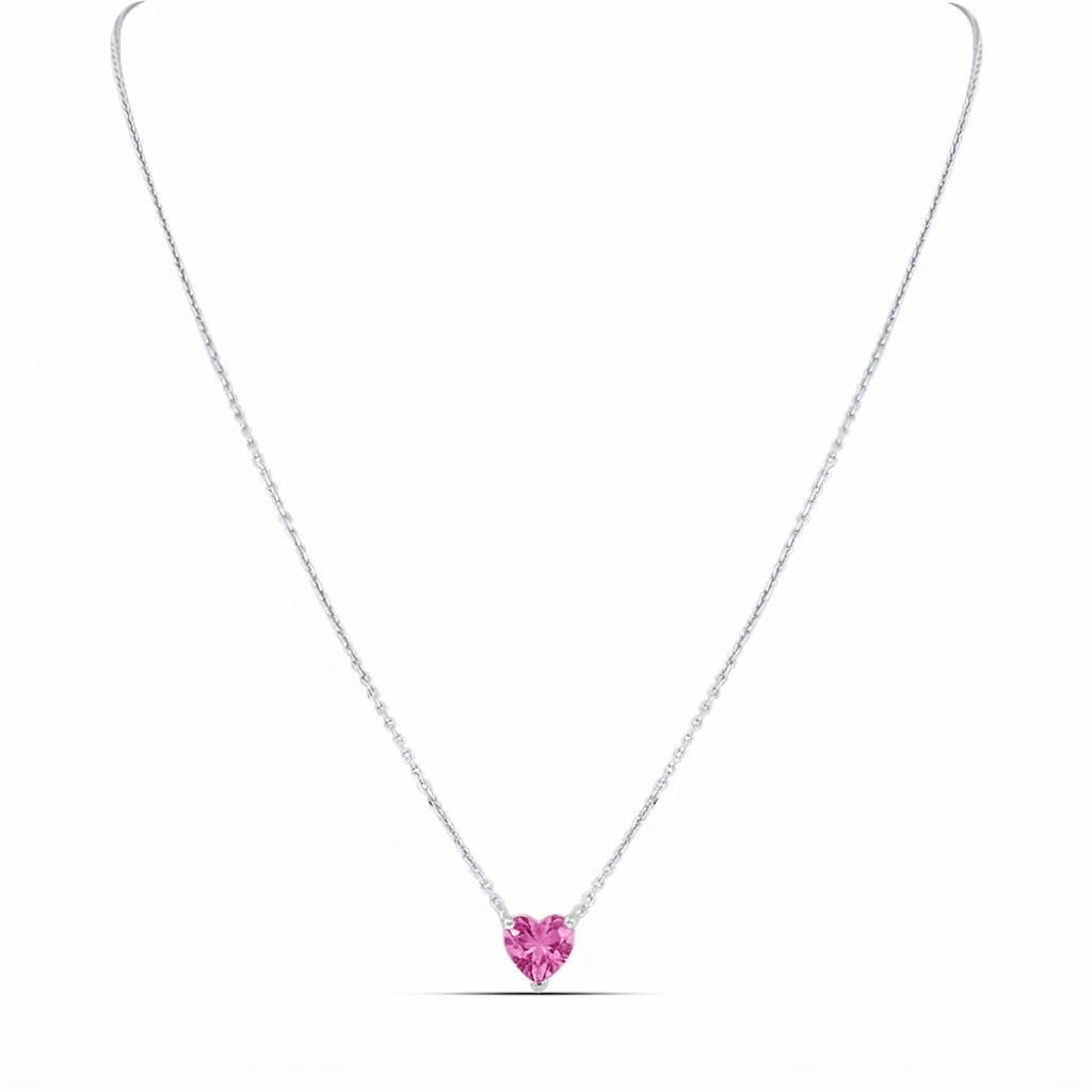 Colier din argint cu Cubic Zirconia Roz