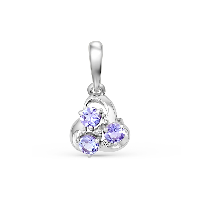 Pandantiv din aur alb cu pietre Diamant, Tanzanit