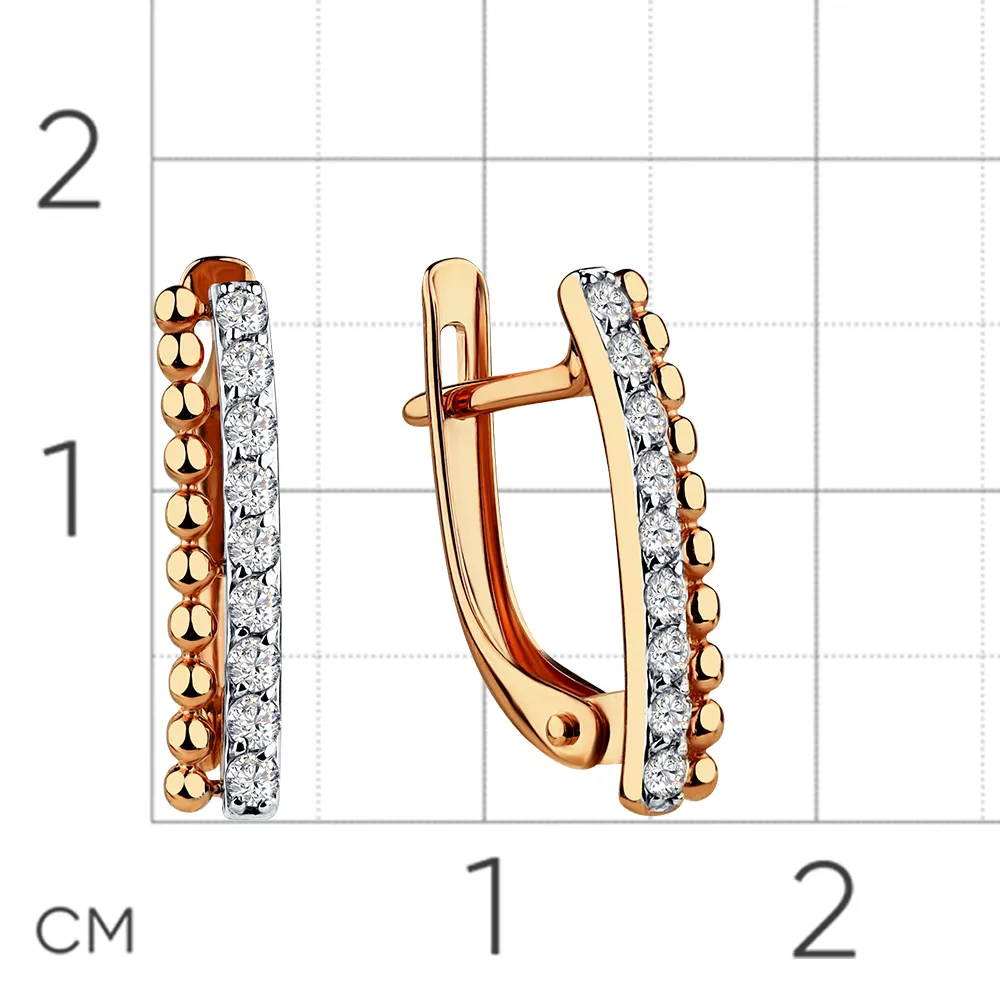 Cercei din aur roșu cu Cubic Zirconia Incolor