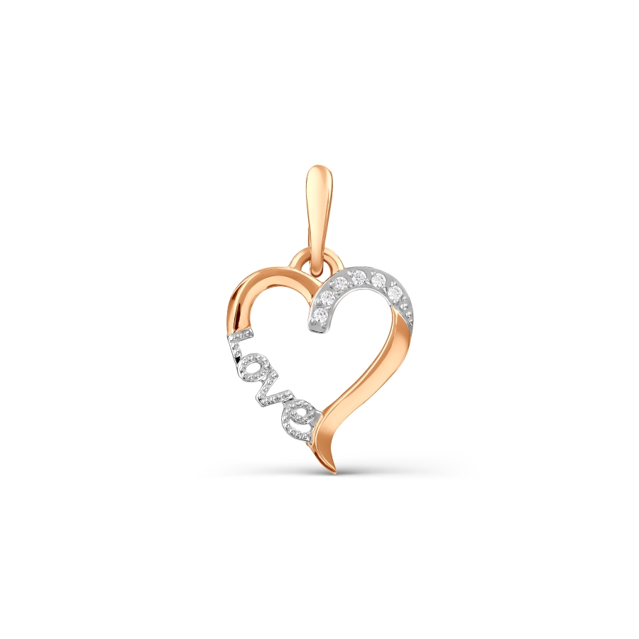 Pandantiv din aur roșu cu pietre Cubic Zirconia Incolor