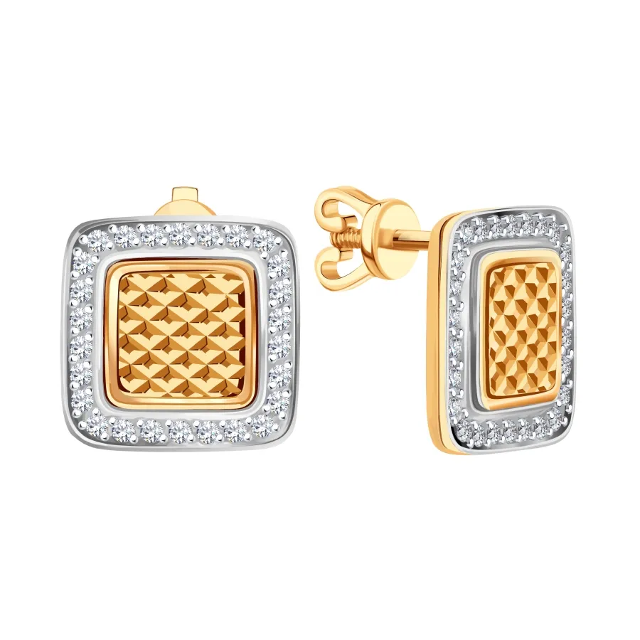 Cercei Pusete din aur roșu cu Cubic Zirconia Incolor