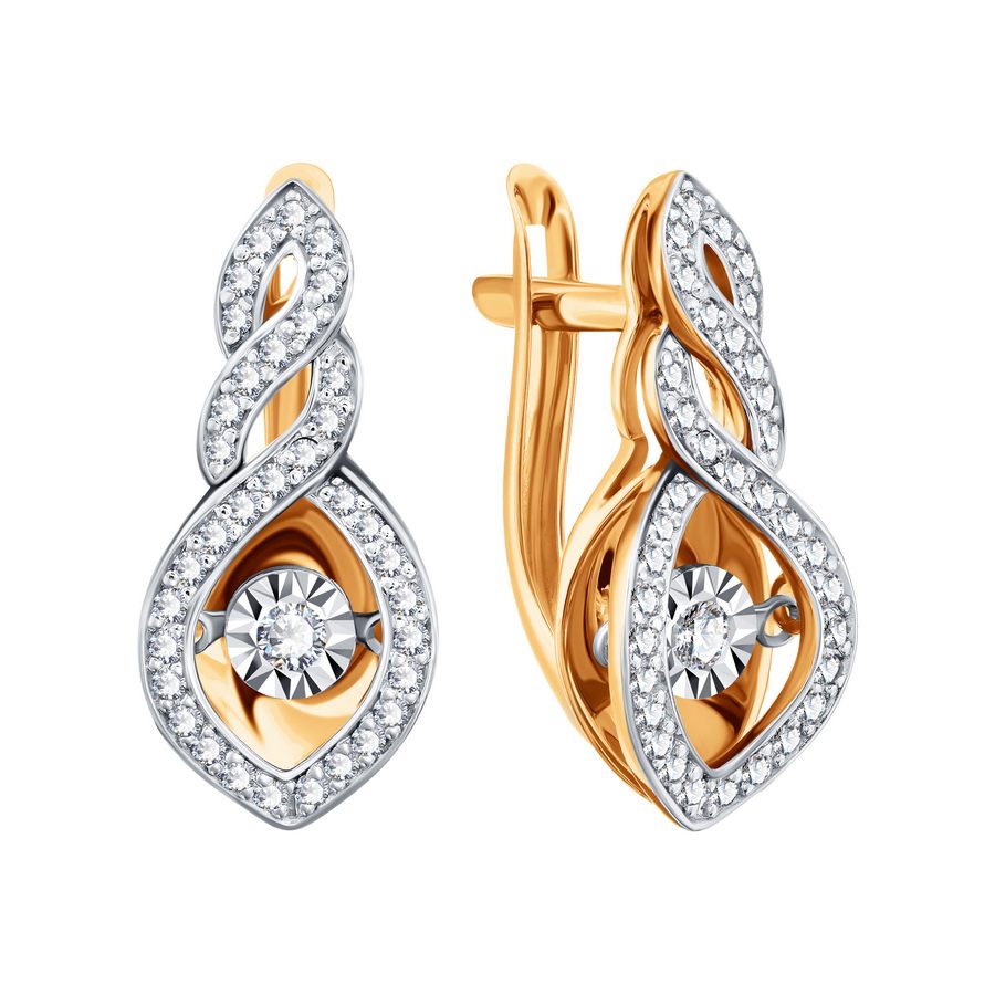 Cercei din aur roșu cu pietre Diamant