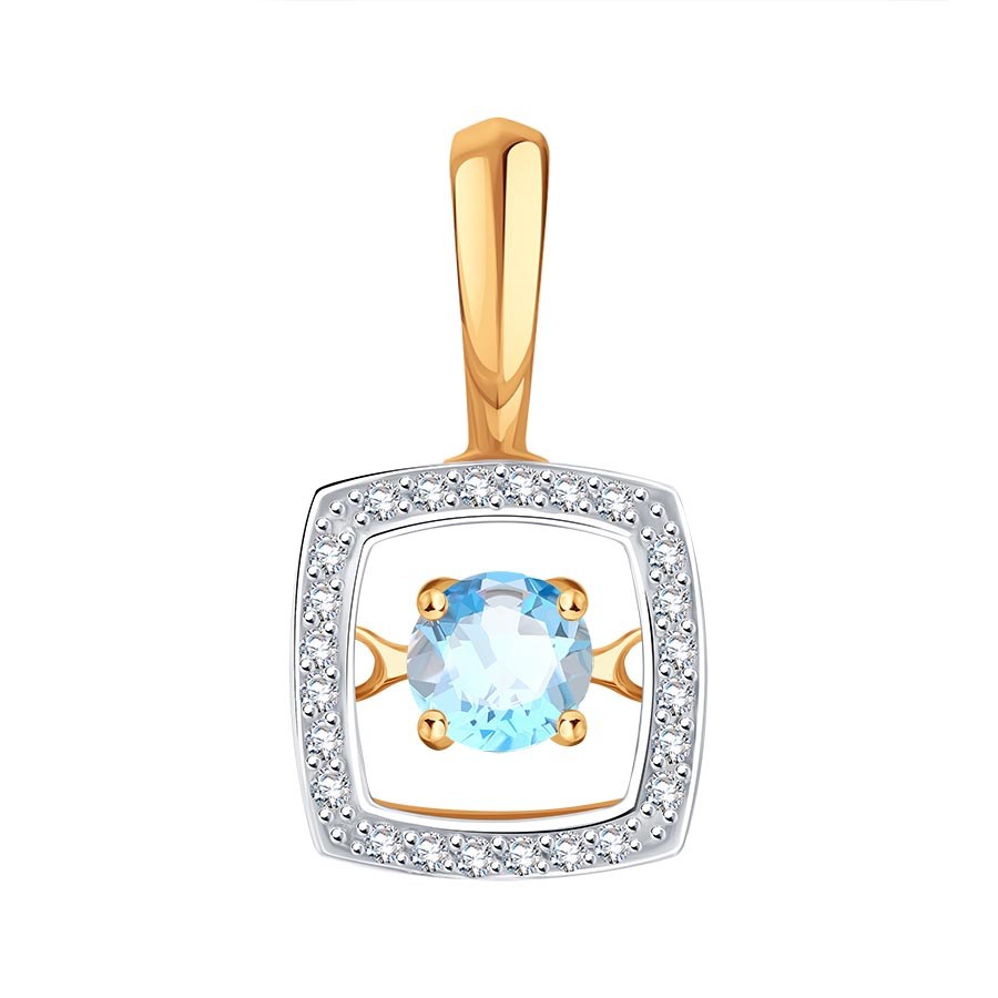 Pandantiv din aur roșucu pietre Cubic Zirconia Incolor, Topaz