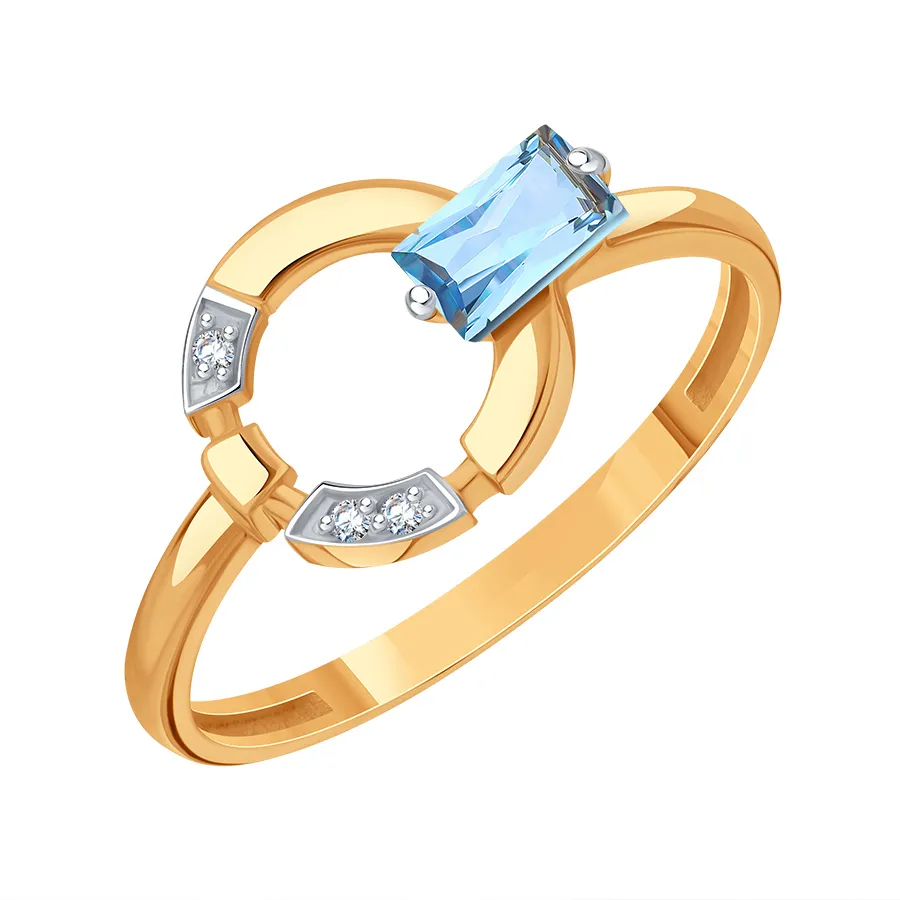 Inel din aur roșu cu Cubic Zirconia Incolor, Topaz