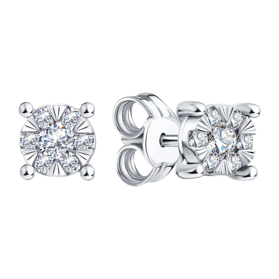 Cercei Pusete din aur alb cu Diamant