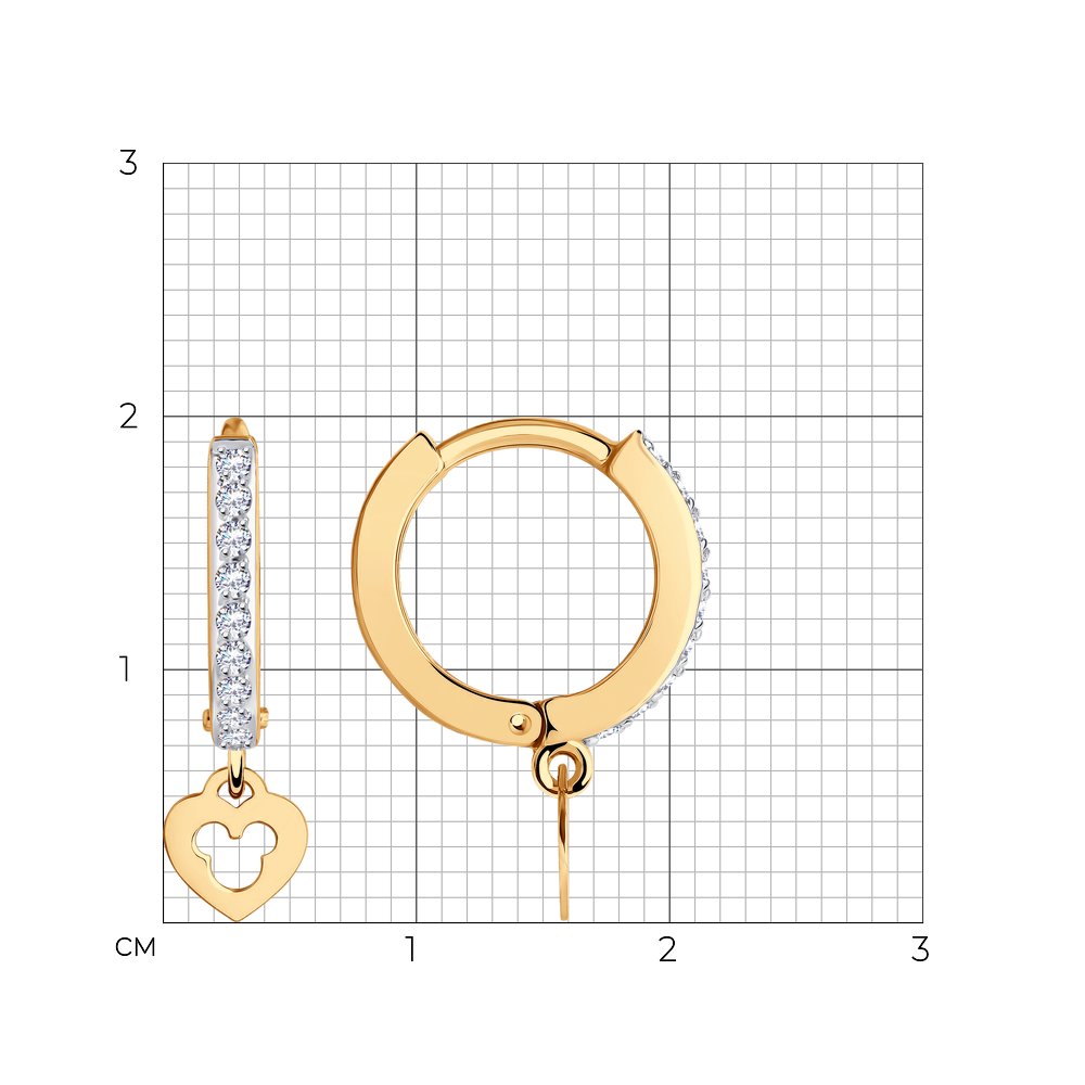 Cercei Creole din aur roșu cu pietre Cubic Zirconia Incolor