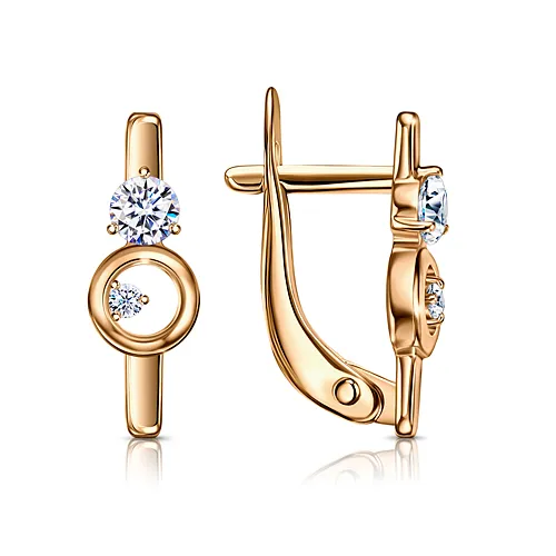 Cercei din aur roșu cu Cubic Zirconia Incolor