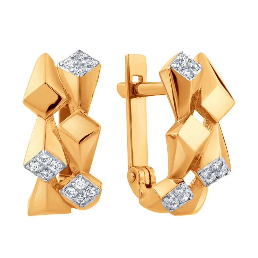 Cercei din aur roșu cu Cubic Zirconia Incolor