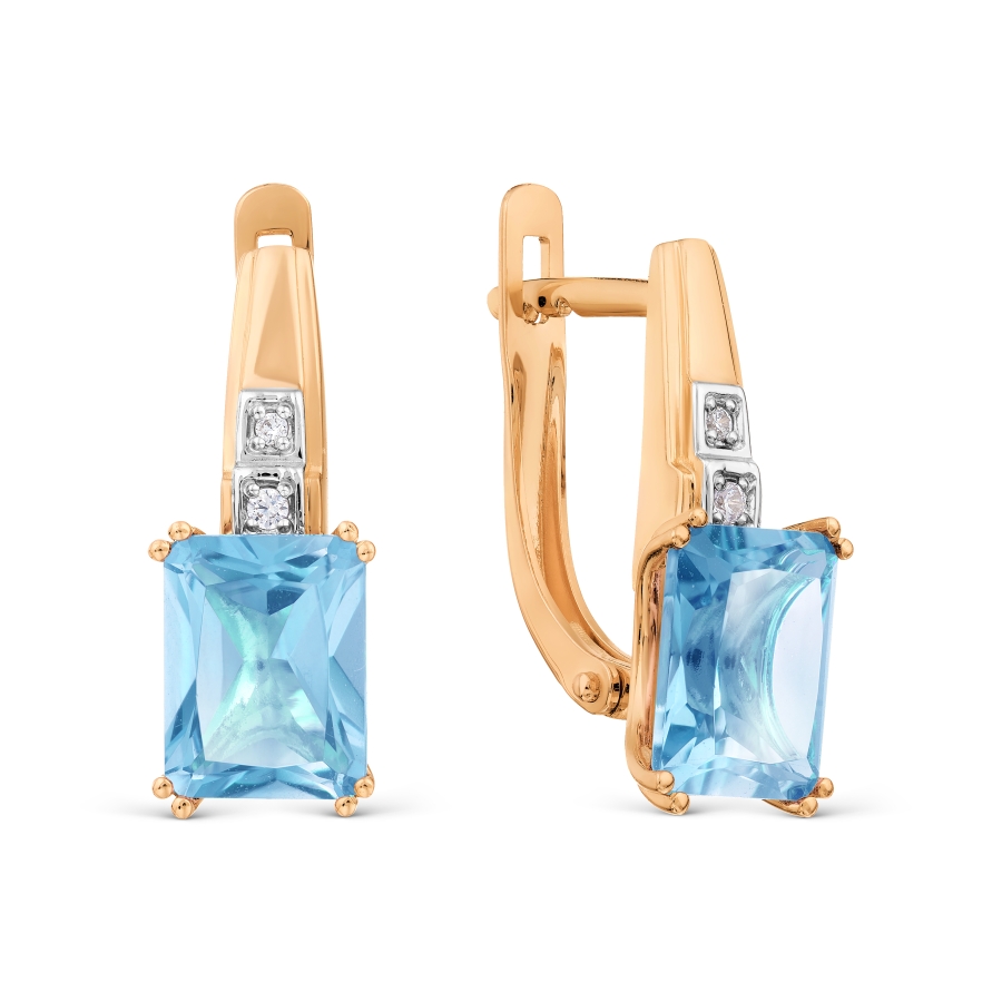 Cercei din aur roșu cu pietre Cubic Zirconia Incolor, Topaz London