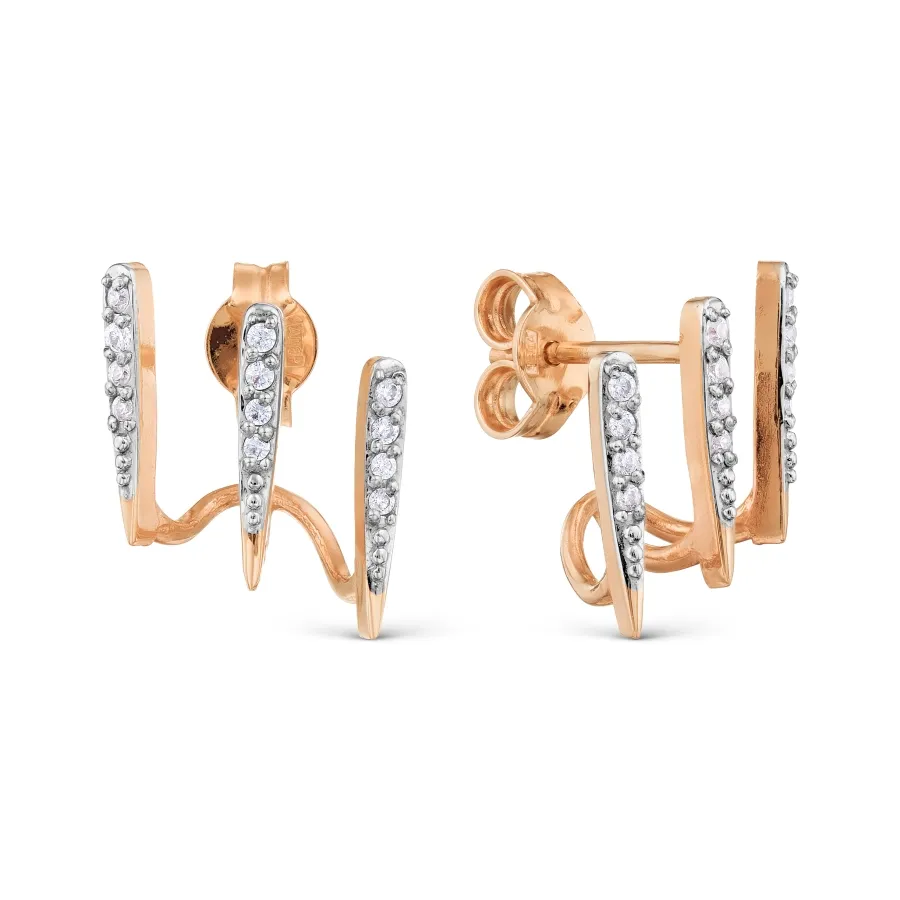 Cercei Pusete din aur roșu cu Cubic Zirconia Incolor