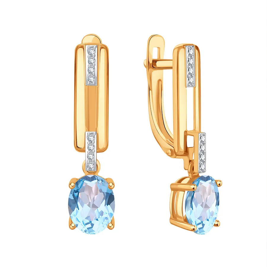 Cercei Suspendați din aur roșu cu Cubic Zirconia Incolor, Topaz