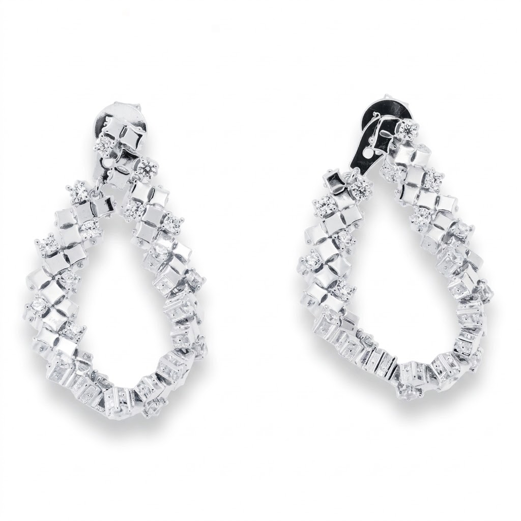 Cercei Pusete din argint cu Cubic Zirconia Incolor