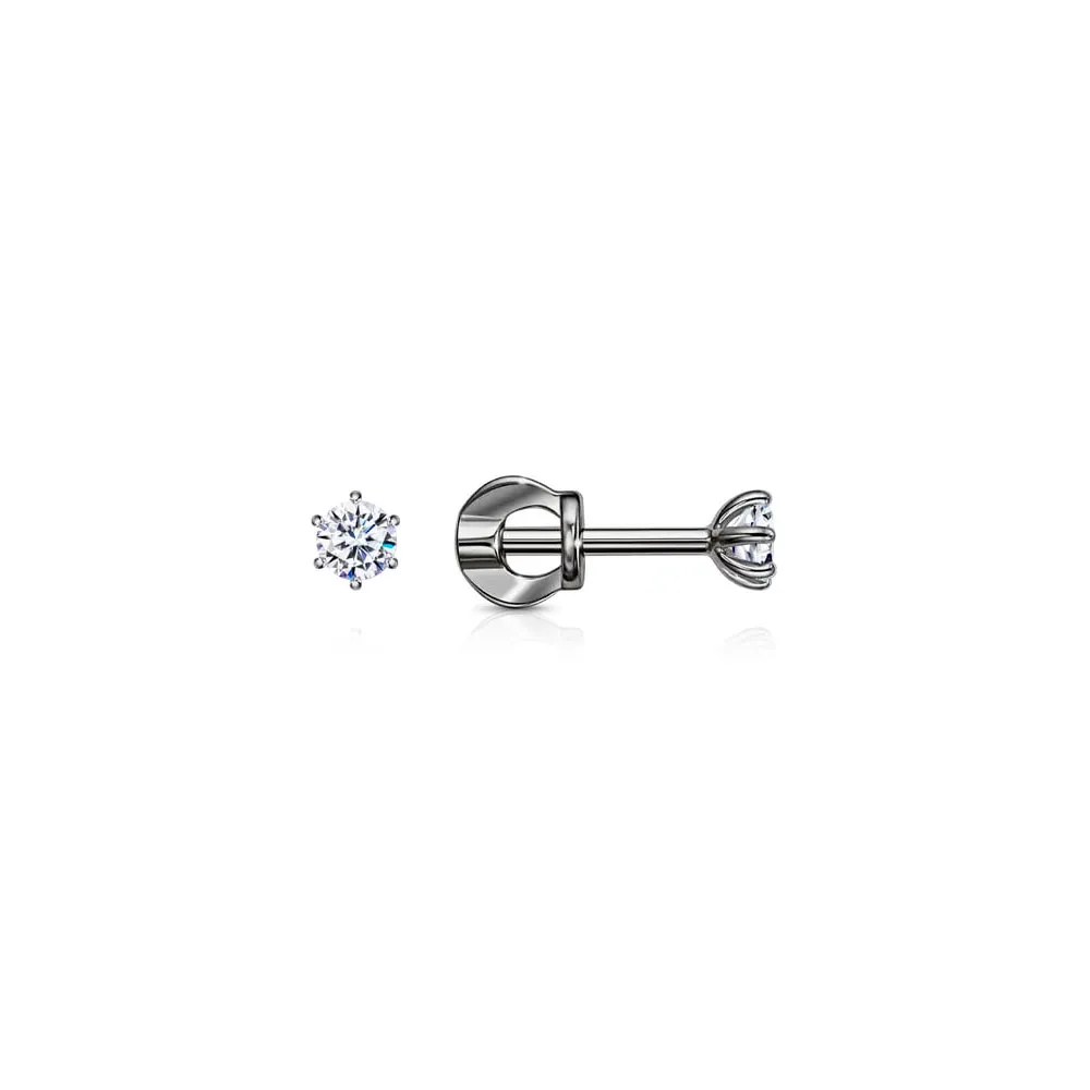Cercei Pusete din aur alb cu Cubic Zirconia Incolor