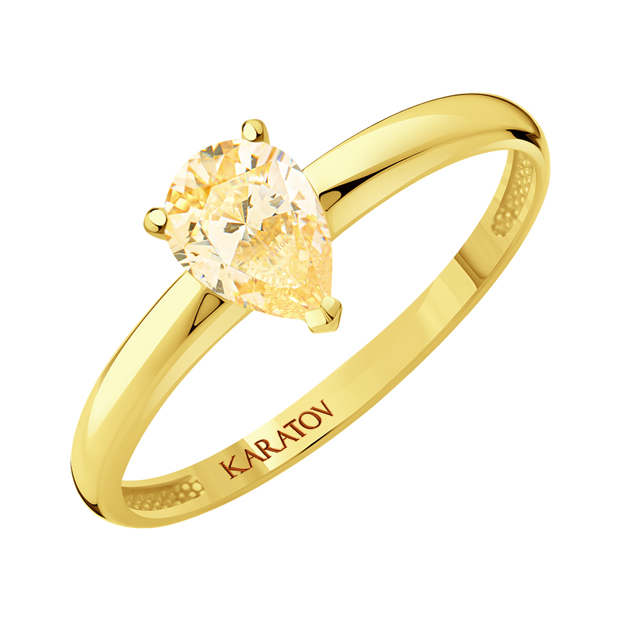 Inel din aur galben cu pietre Cubic Zirconia Galben