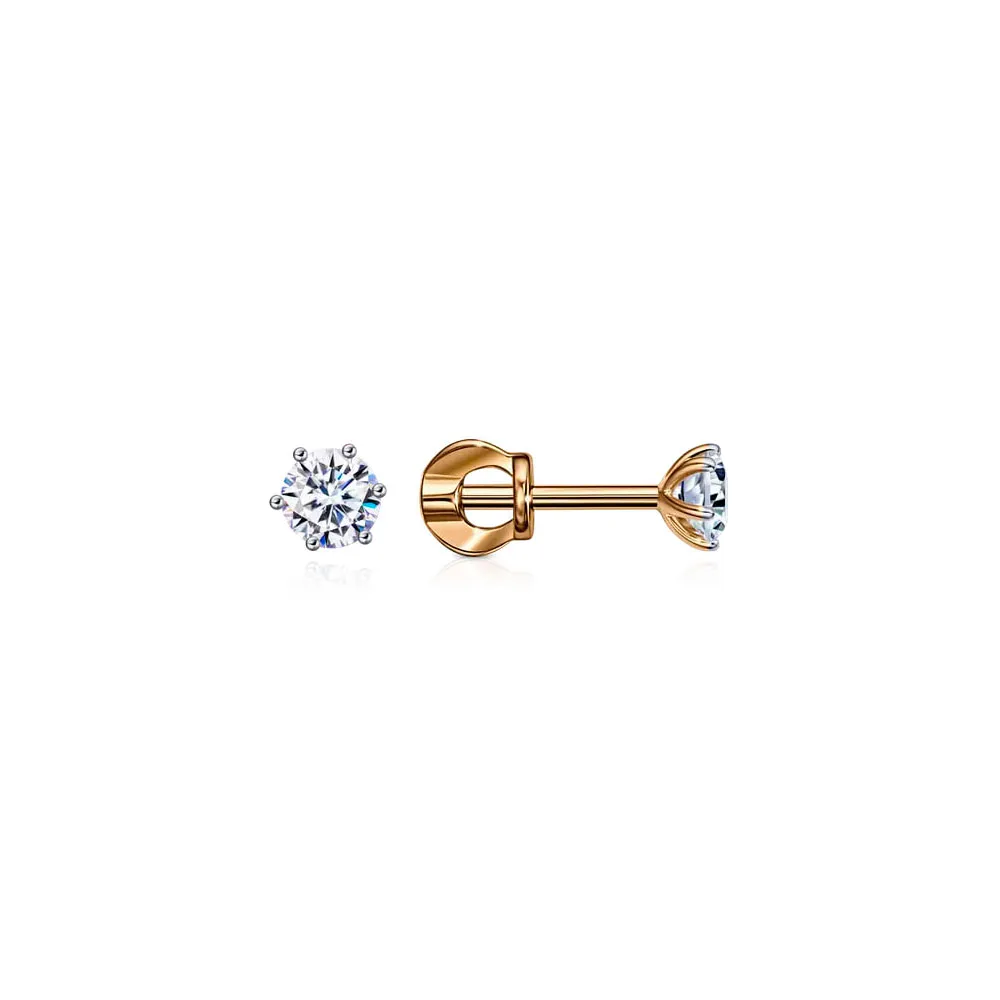 Cercei Pusete din aur roșu cu Cubic Zirconia Incolor