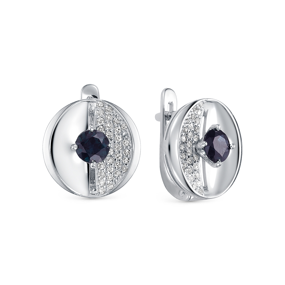 Cercei din aur alb cu pietre Diamant, Safir