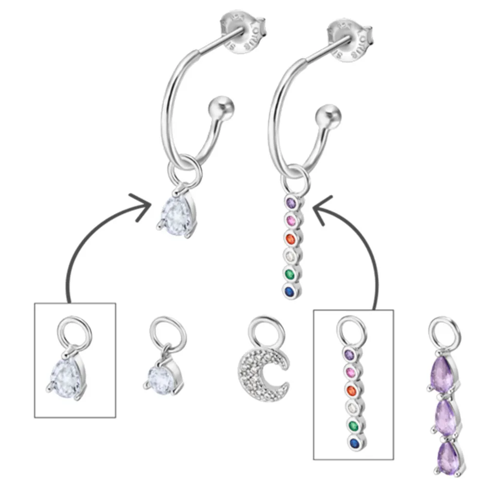 Cercei Pusete din argint cu Cubic Zirconia Multicoloră