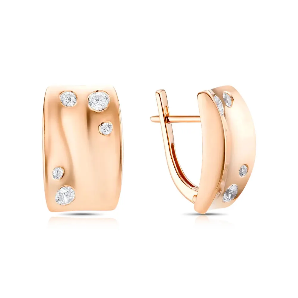 Cercei din aur roșu cu Cubic Zirconia Incolor