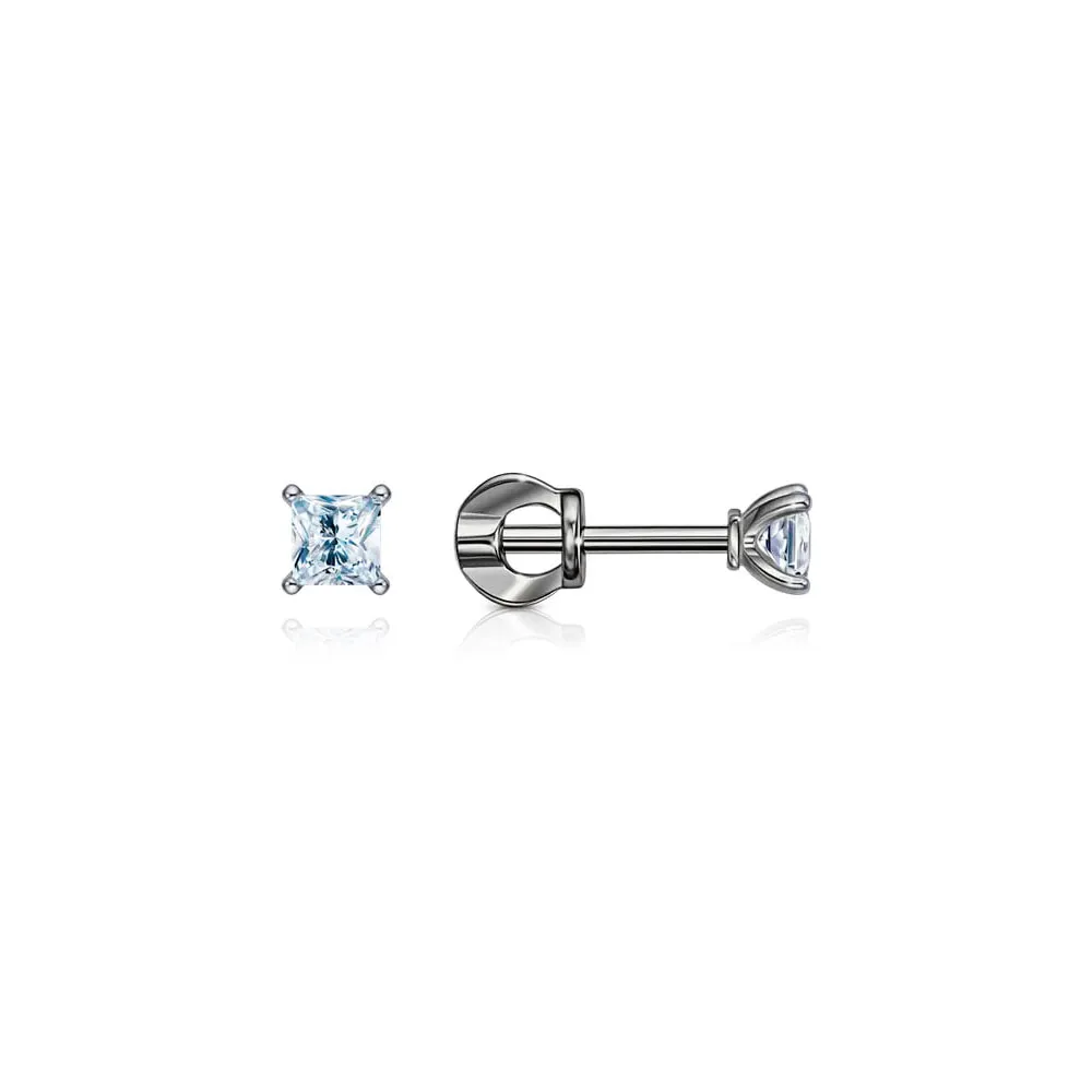 Cercei Pusete din aur alb cu Cubic Zirconia Incolor