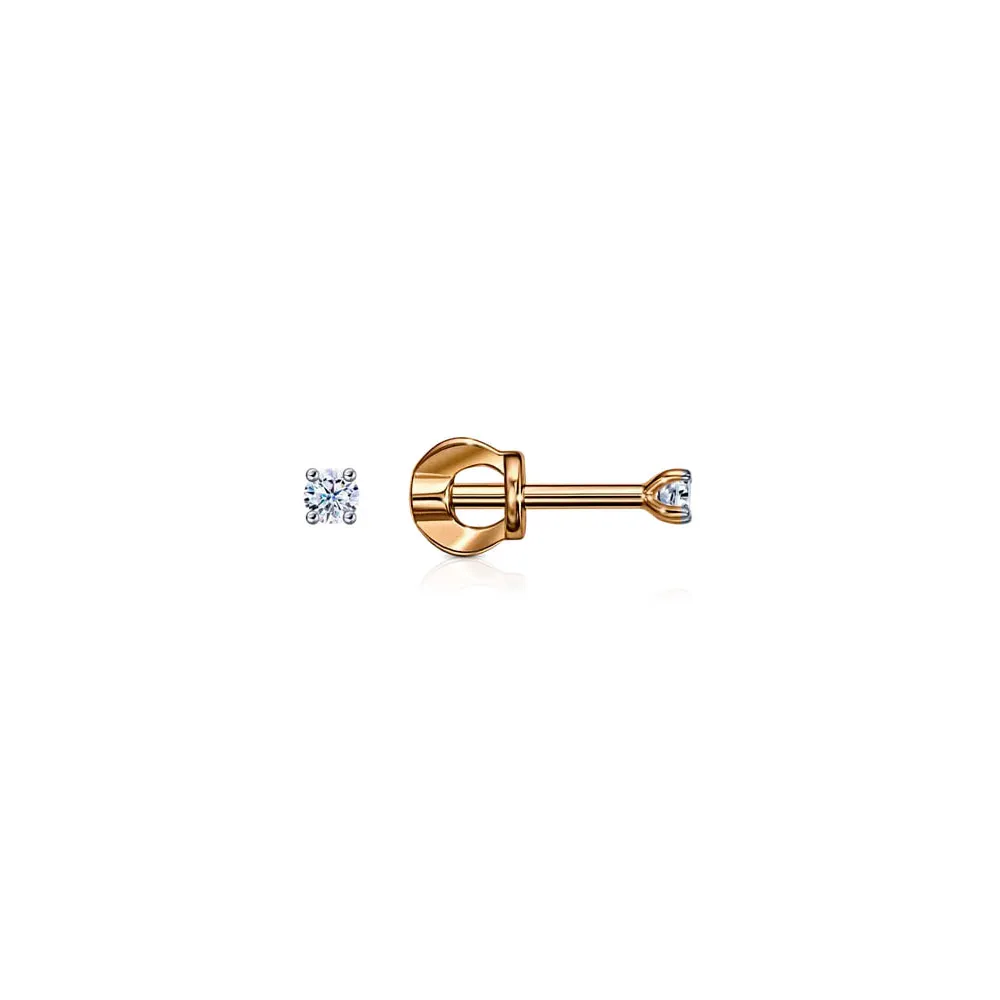 Cercei Pusete din aur roșu cu Cubic Zirconia Incolor