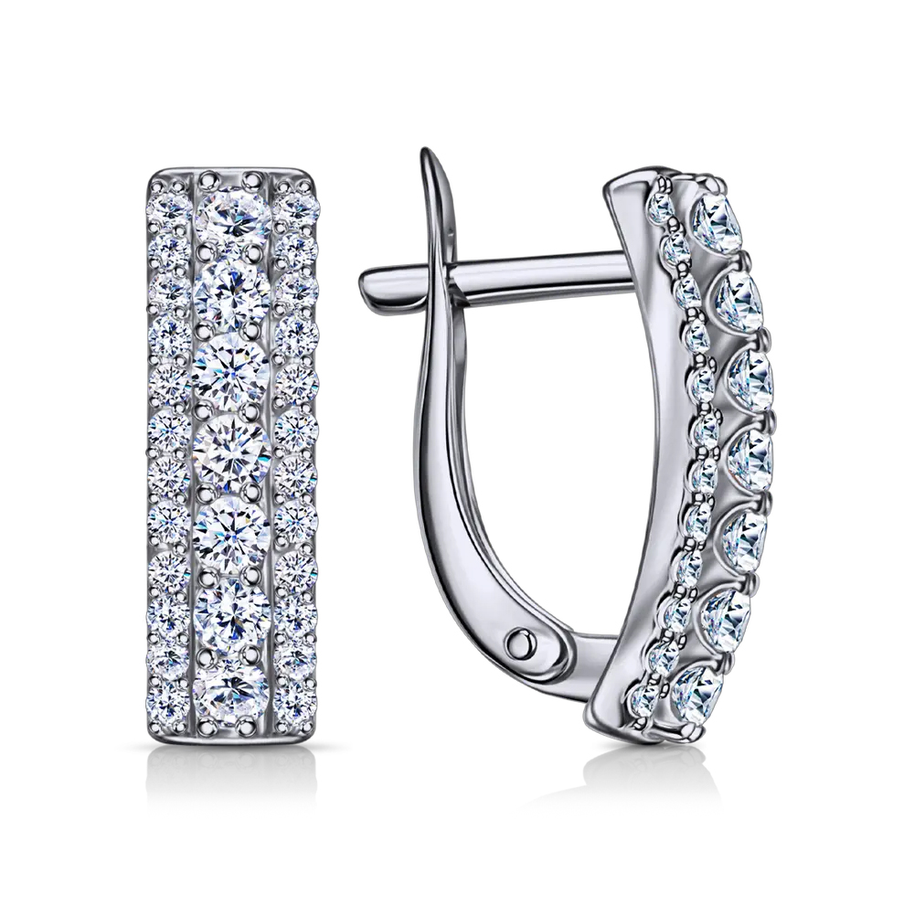 Cercei din aur alb cu pietre Cubic Zirconia Incolor