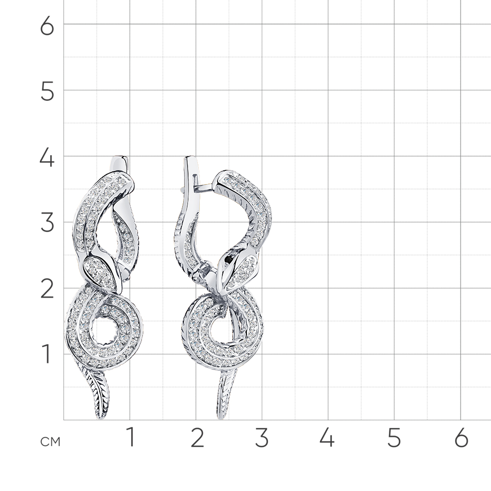 Cercei din aur alb cu pietre Cubic Zirconia Incolor, Cubic Zirconia Negru
