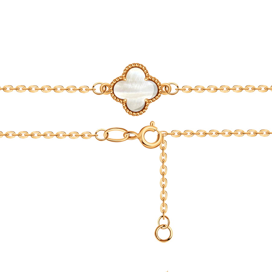 Brățară din aur roșu cu pietre Sidef Alb